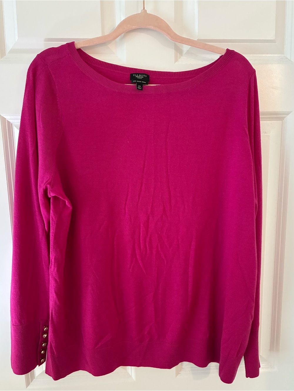 Talbots Women's Bright Fuchsia Boatneck Merino Wool Sweater 2X